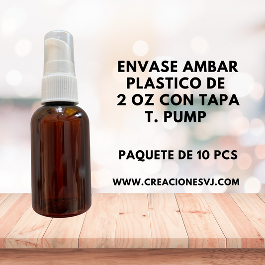 Botellas ambar plasticas 2 oz 10 pcs